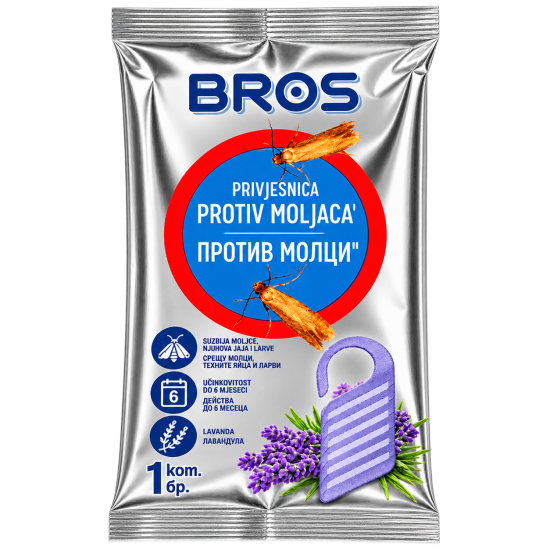 Ароматизатор закачалка против молци с лавандула, BROS – до 6 месеца Ароматизатор закачалка против молци с лавандула, BROS – до 6 месеца